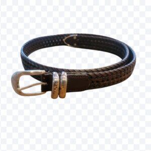 Fossil Brown Woven Leather Men's Belt with Silver Hardware/Buckle size 34
